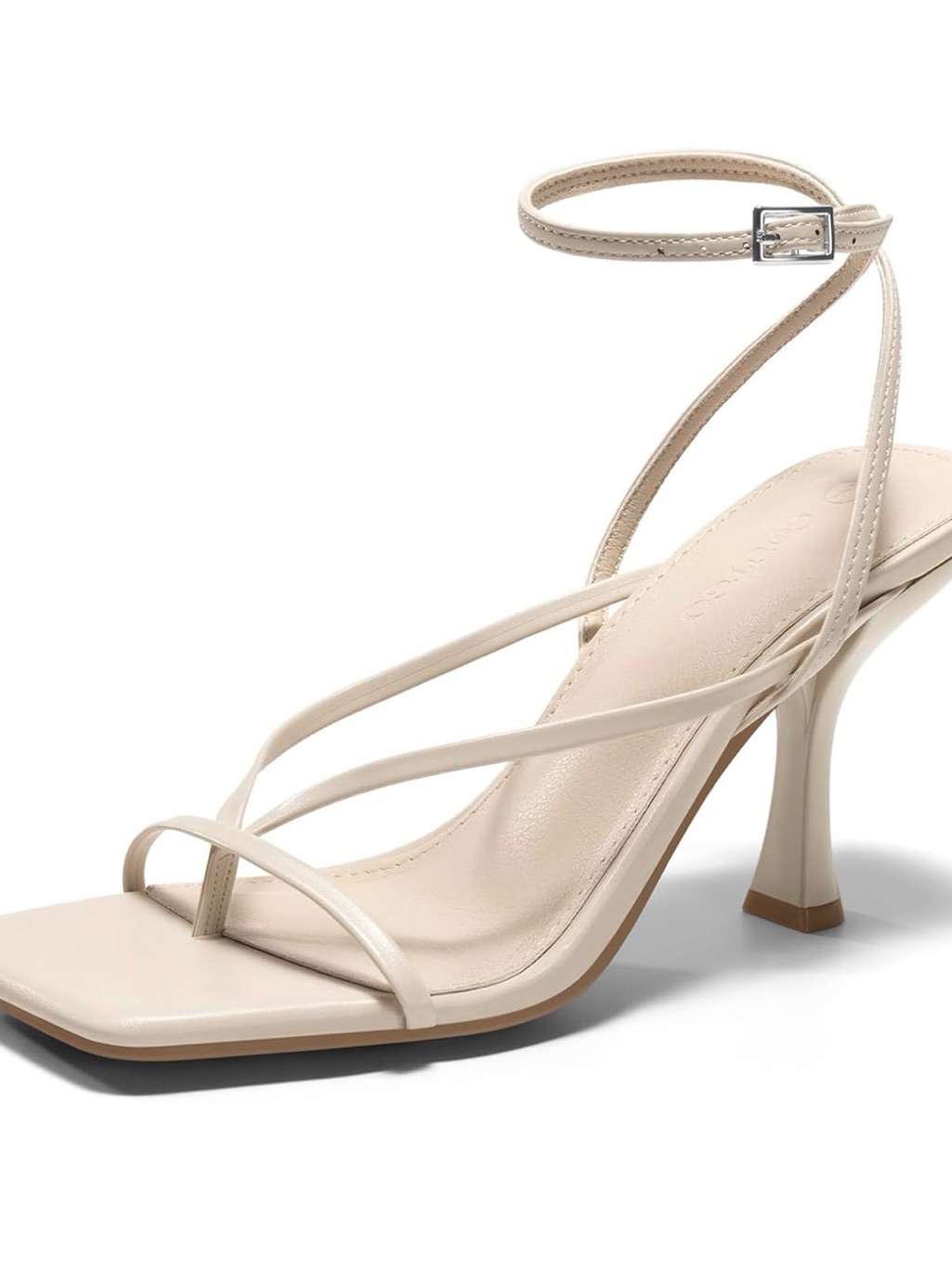 Strappy Ankle-Heel Sandal In Cream